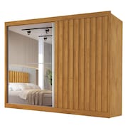 Guarda Roupas Casal 2 Portas de Correr com Espelho Ripado 100% MDF 4 Gavetas Malta