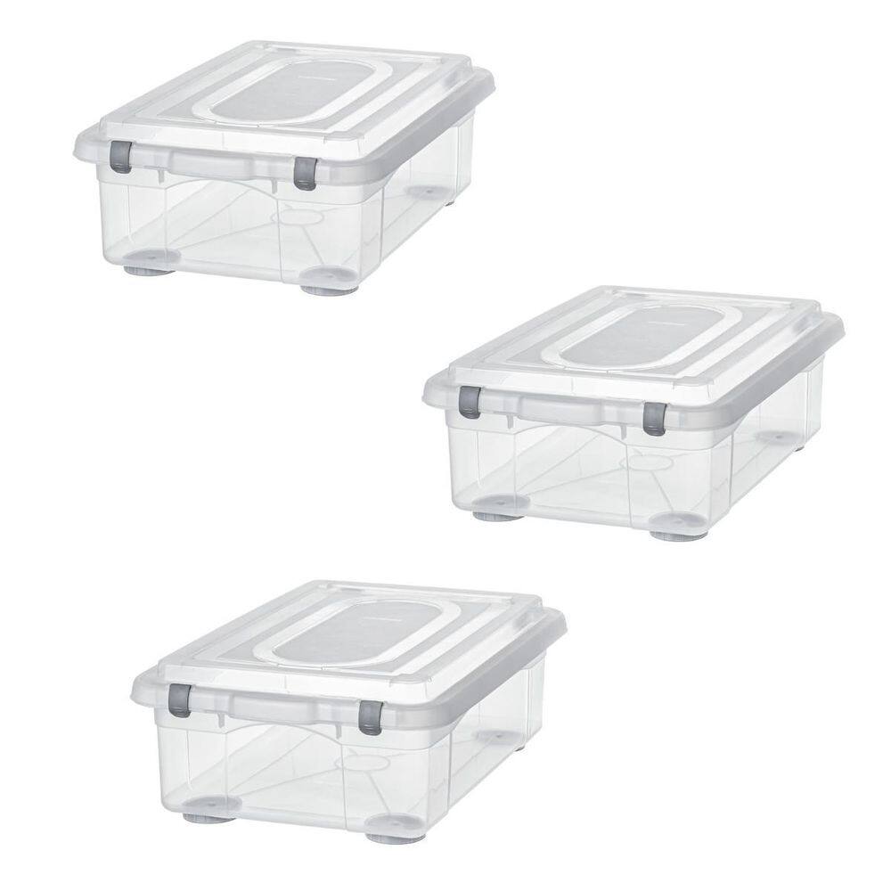 Kit 3 Caixa Plastica Organizadora 28 Litros Baixa Sanremo