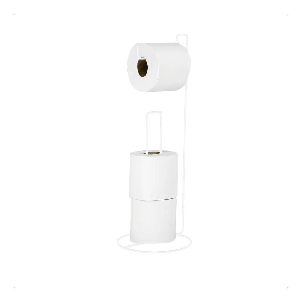 2X Suporte De Chão Porta Rolo Papel Higiênico Banheiro Aço P