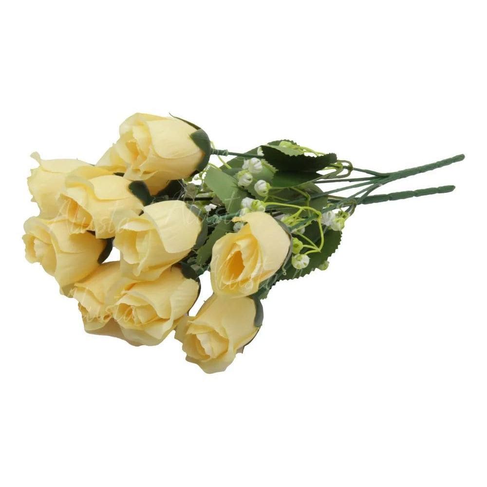 40 Botão Rosa 8 Buques Flo Amarelo Claro