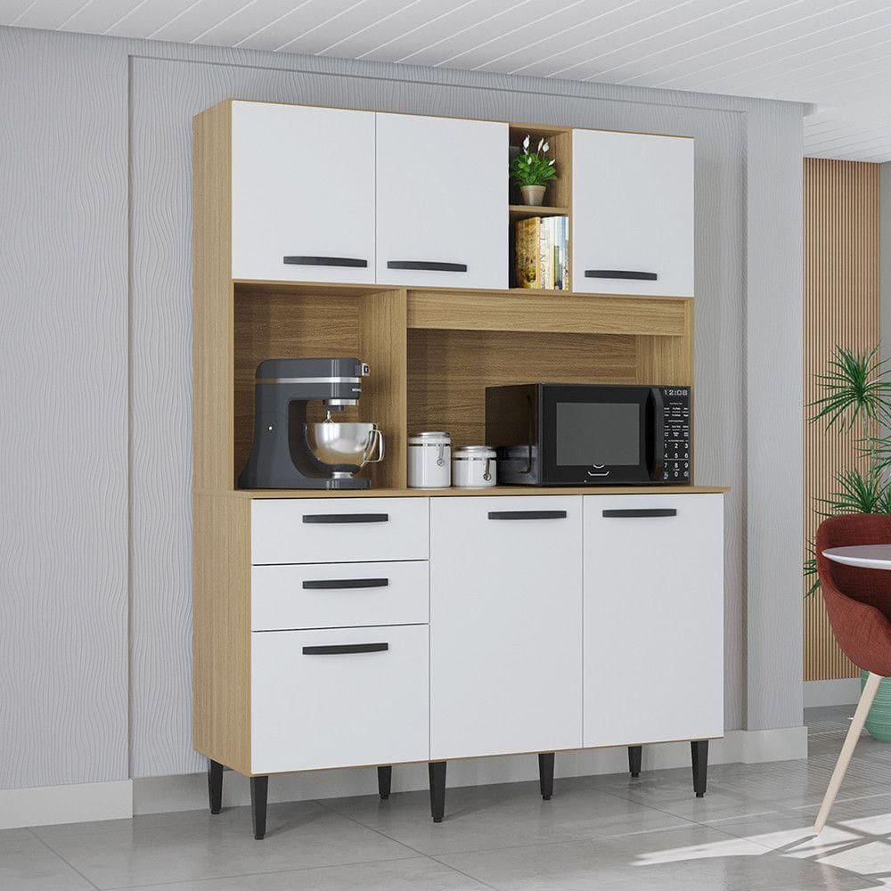 Cozinha Compacta Flavia 6 Portas 1 Gaveta Poquema Damasco/branco