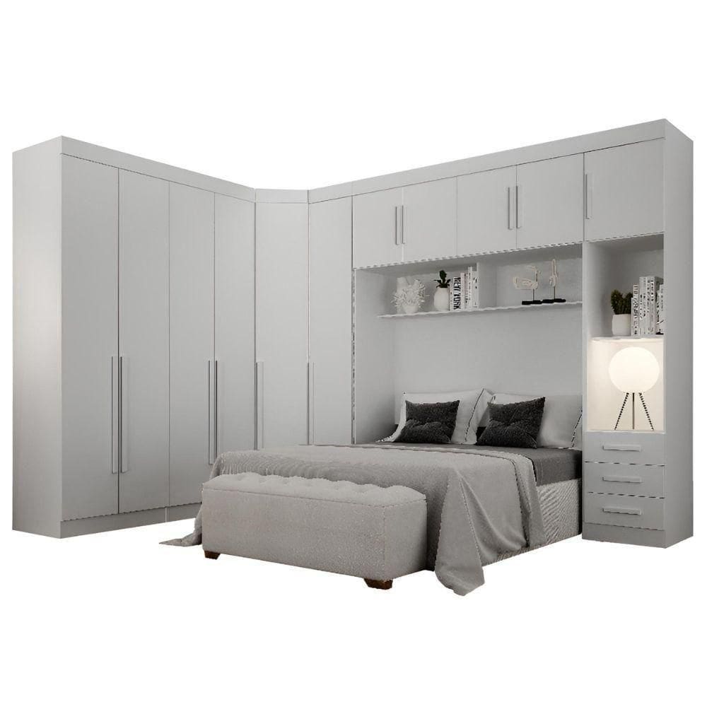 Conjunto Guarda Roupa Modulado Orion Branco Casal 11 Portas 6 Gavetas Leifer Móveis