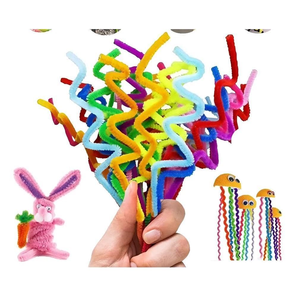 Haste De Chenille Colorida 30Cm 100 Unid Arame Mu