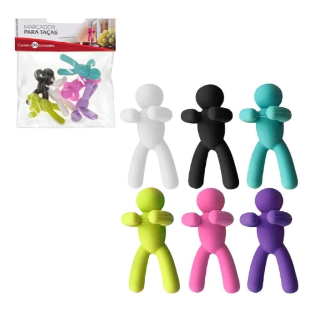 3X Kit 12 Marcador De Taça E Copos Colorido Vinho Identifica