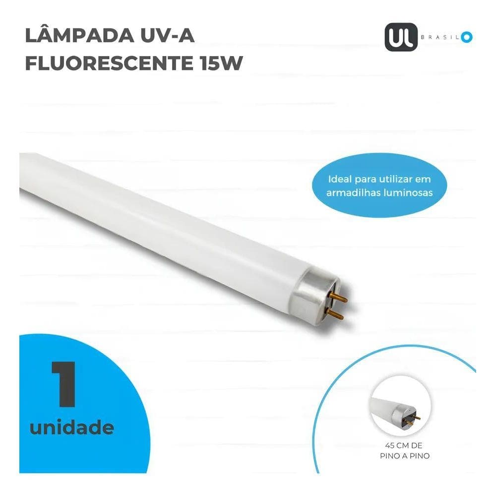 Lâmpada Uv-A 15W Para Armadilha Pega Mata Mosca Mosquito