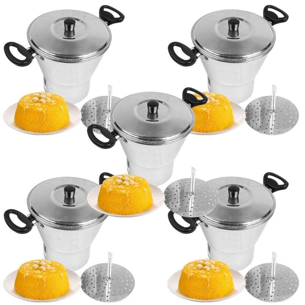 5 Cuscuzeira Porção Grande Alumínio Panela Vapor