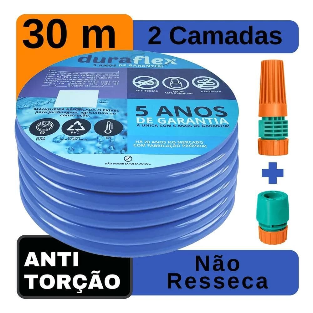 2X Mangueira Jardim Siliconada Duraflex Azul 30 Metros Cor A