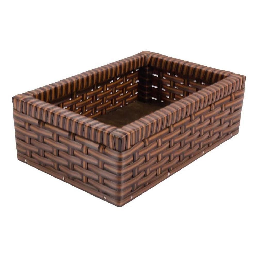 Bandeja Em Vime Sintético 30X20X10Cm Cor Bananeira Cor Argil