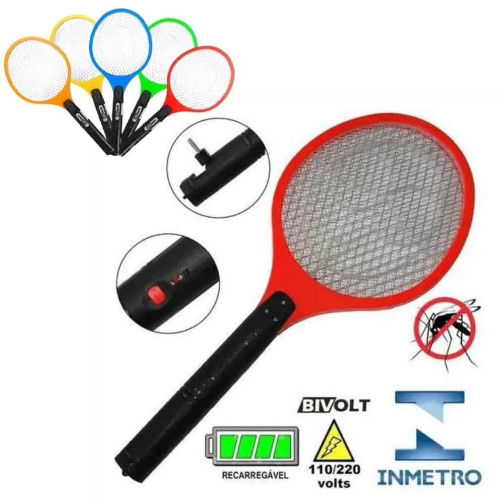 Raquete Elétrica Para Eliminar Mosquitos Com Pega Anatômica