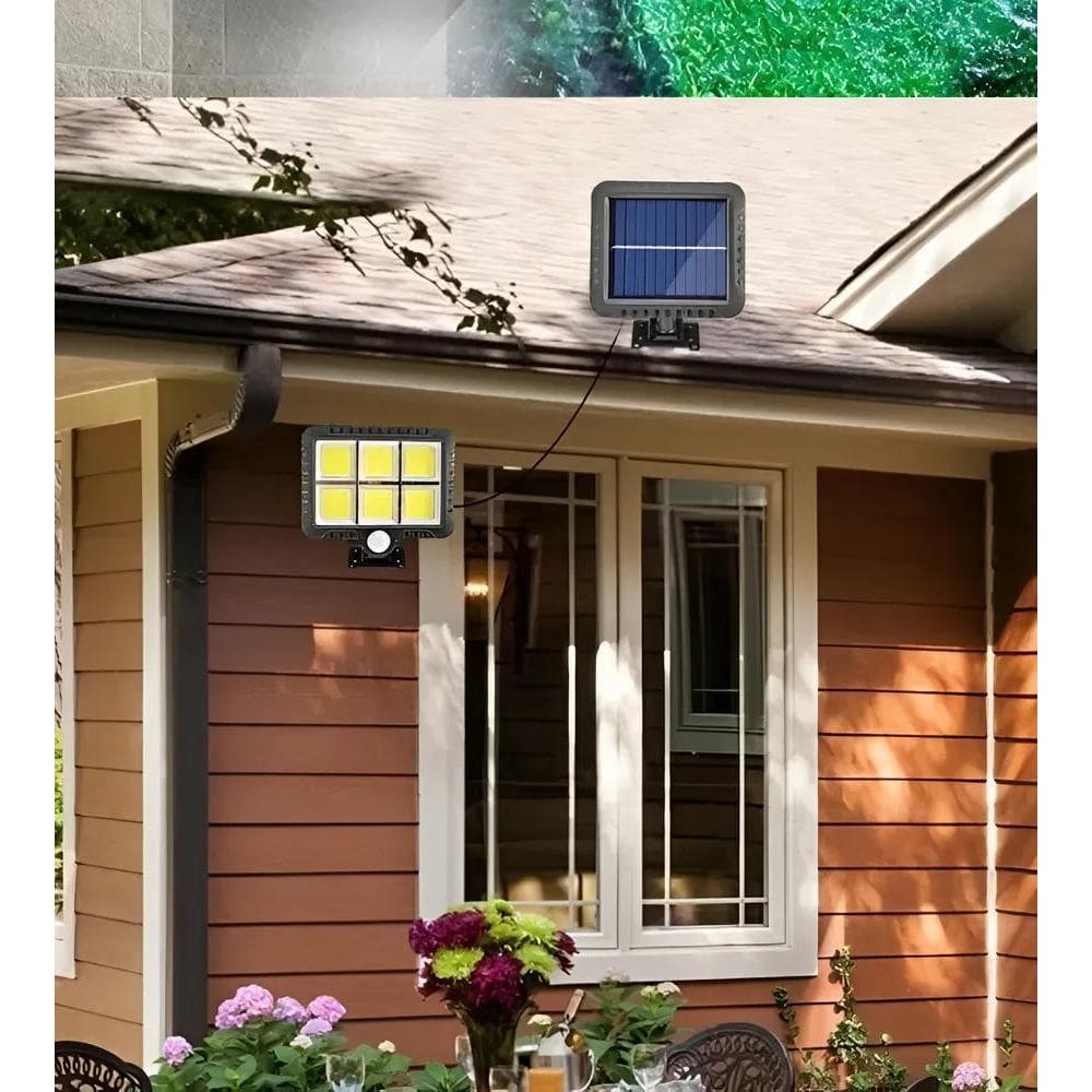 Luminária Solar Parede 120 Cob Sensor Presença 3 Fun Preto