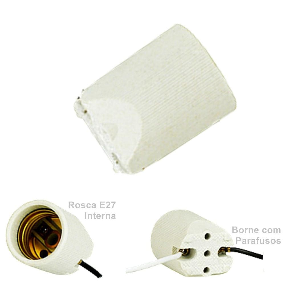 Bocal Porcelana E27 Com Borne Para Paflon