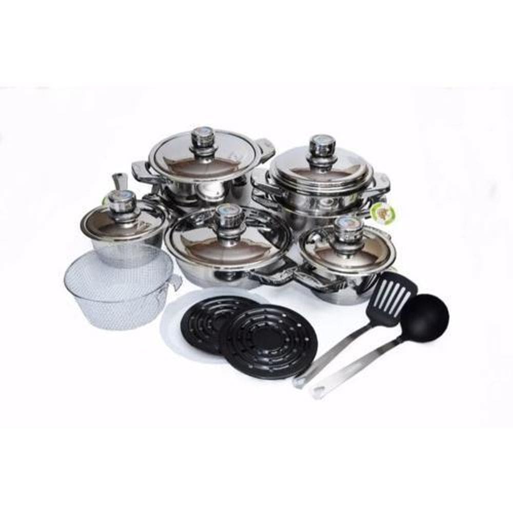 Jogo De Panelas Alemã Aço Cirúrgico Com Tampas Inox 23 Peças