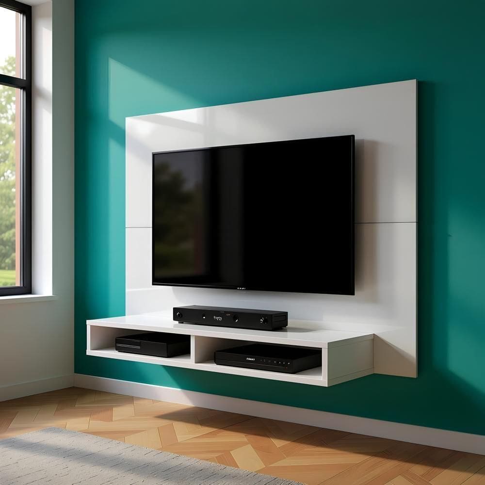 Painel Suspenso Para Parede Tv 43 Polegadas 1,20m Com Nicho - Branco