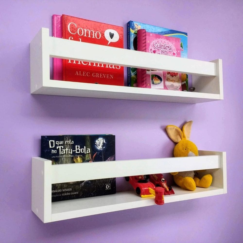 Prateleira Marrom Ripa Verde Parede 55Cm Mdf Livros Infantis