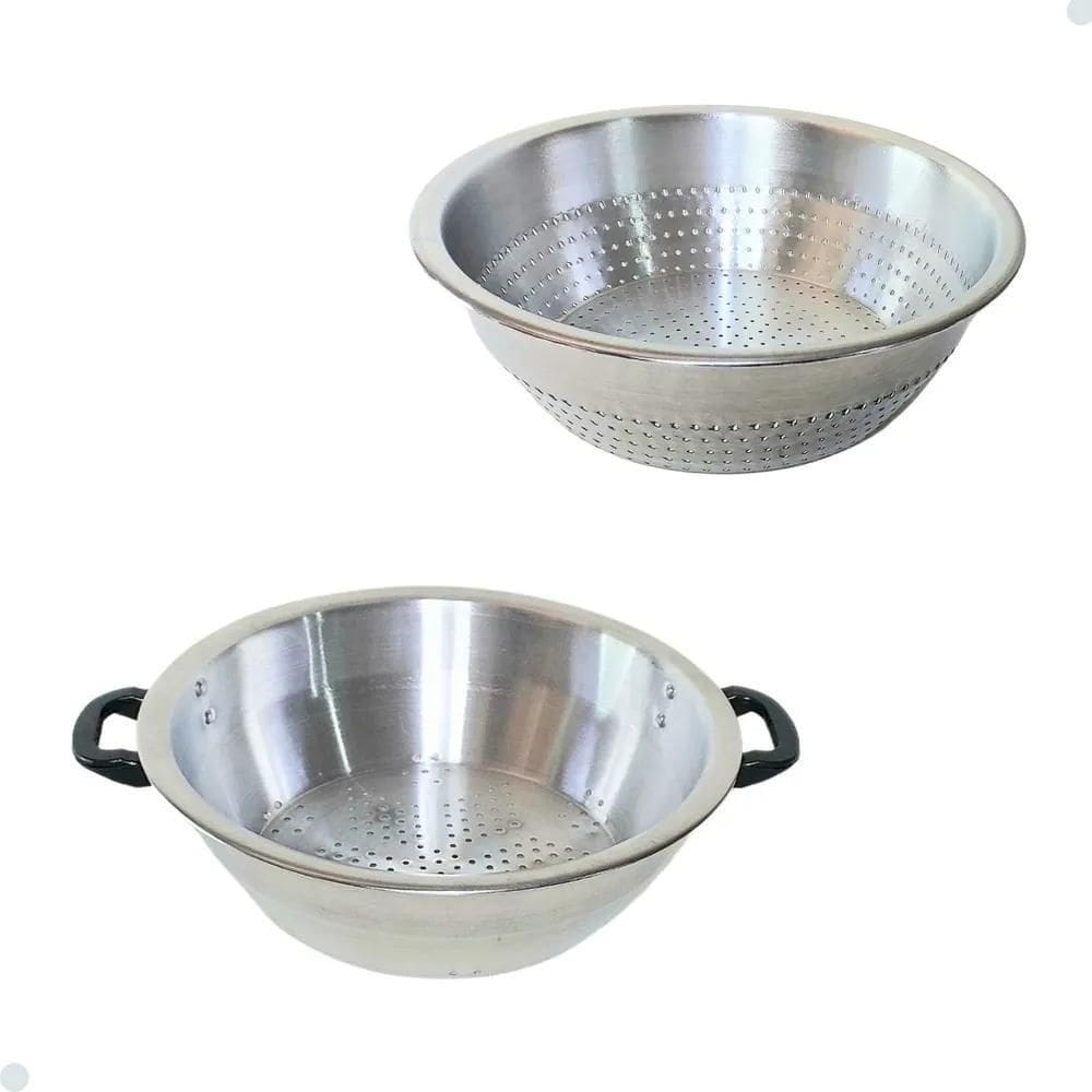 2X Kit Escorredor Lavador De Macarrão E Arroz Em Alumínio 2