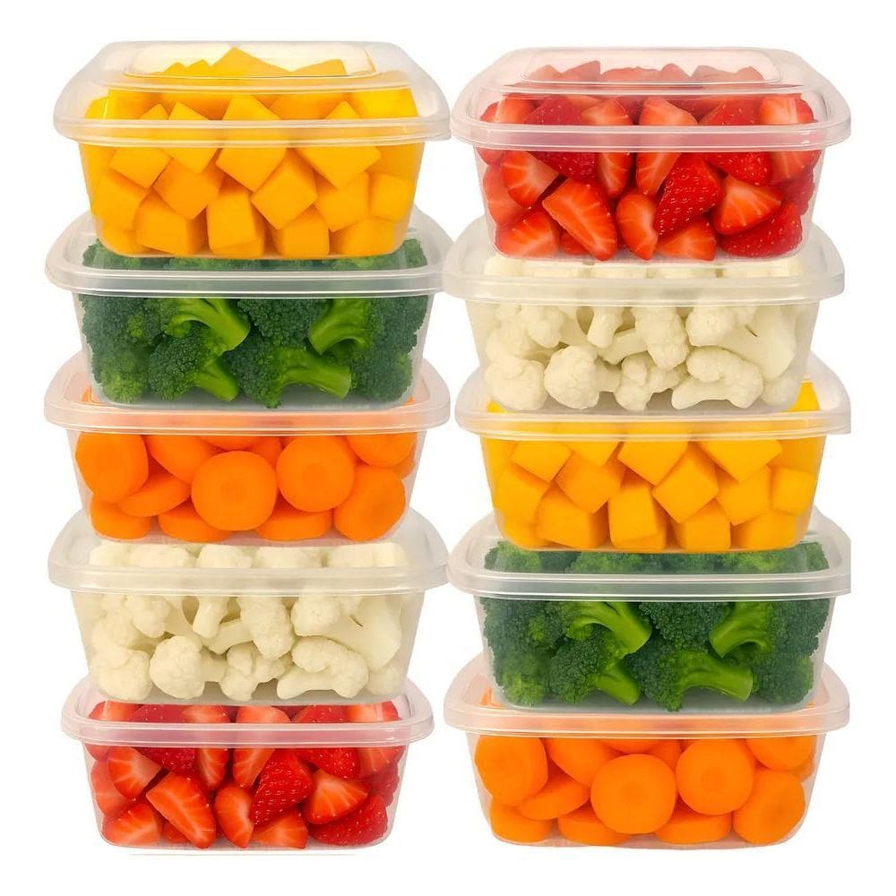 2X Kit 10 Potes 500Ml Transparentes Freezer Microondas Marmi