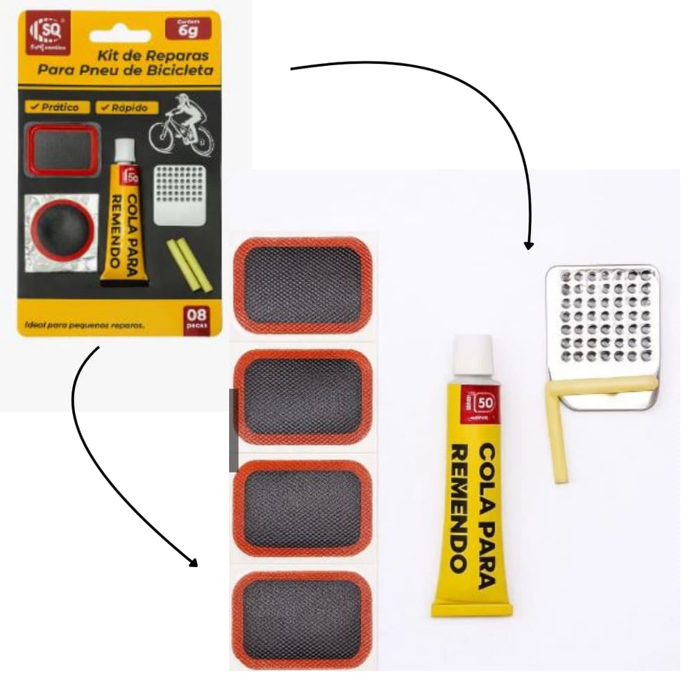 Remendos Bike Bicicleta 8 peças- reparo para pneu câmara de ar - concerto pneu bicicleta Bike