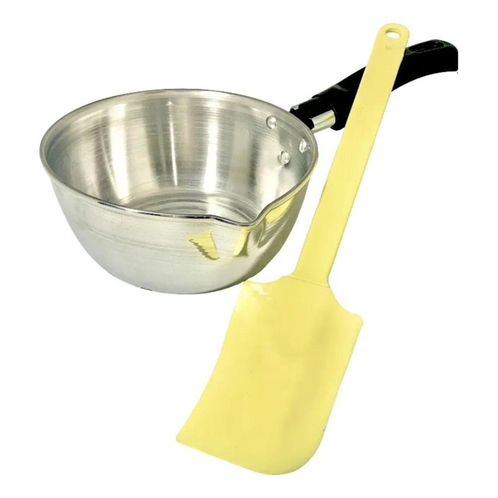 Kit Panela De Alunimio Para Velas + Espatula De Silicone Cin