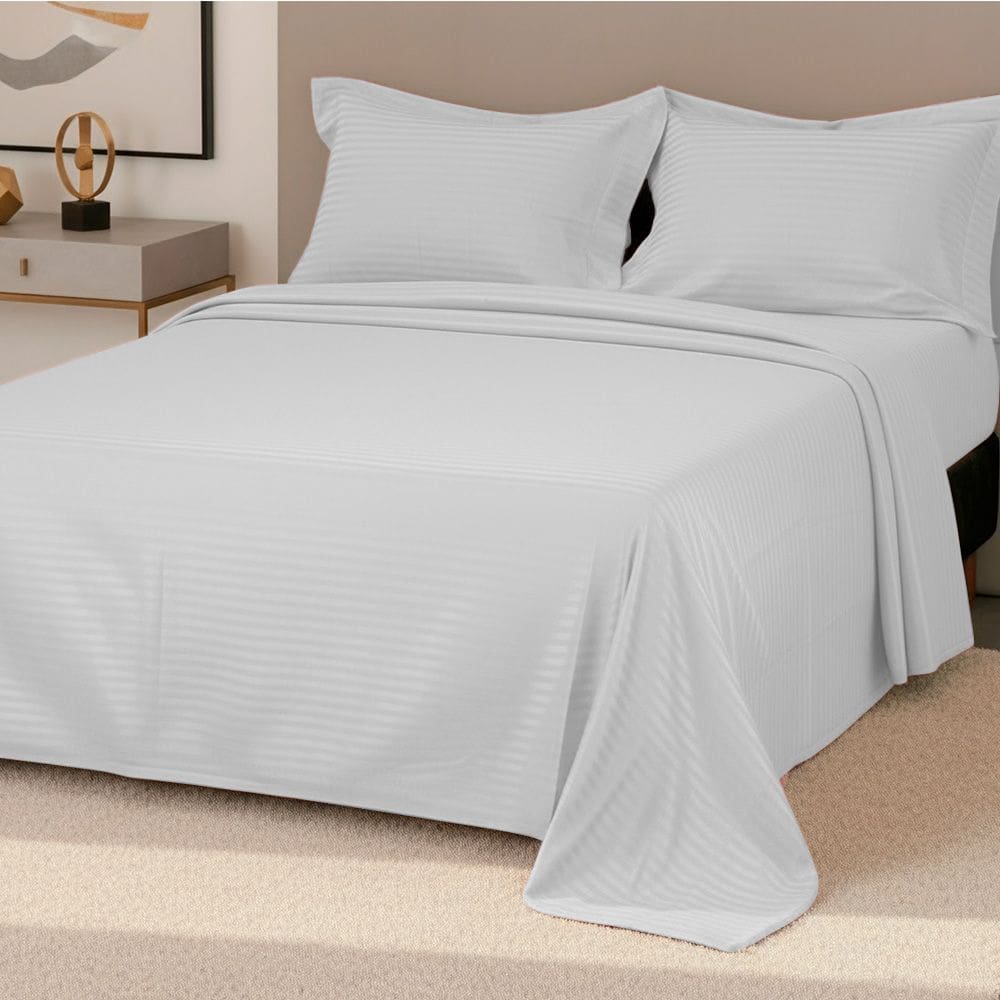 Jogo de Cama Casal Percal 300 Fios 100% Algodão Adamascado 4 Peças – BF Colchões