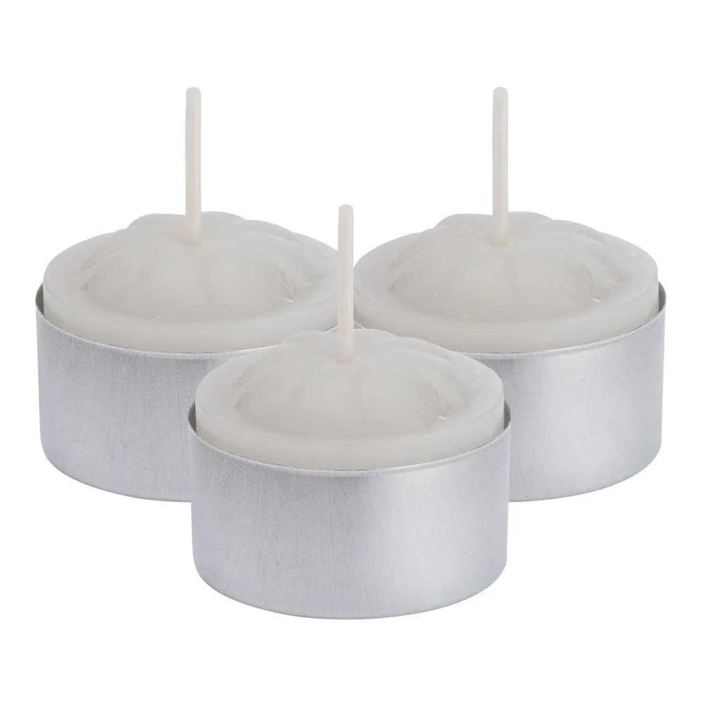 2X 50 Velas Rechaud Brancas Suporte Aluminio