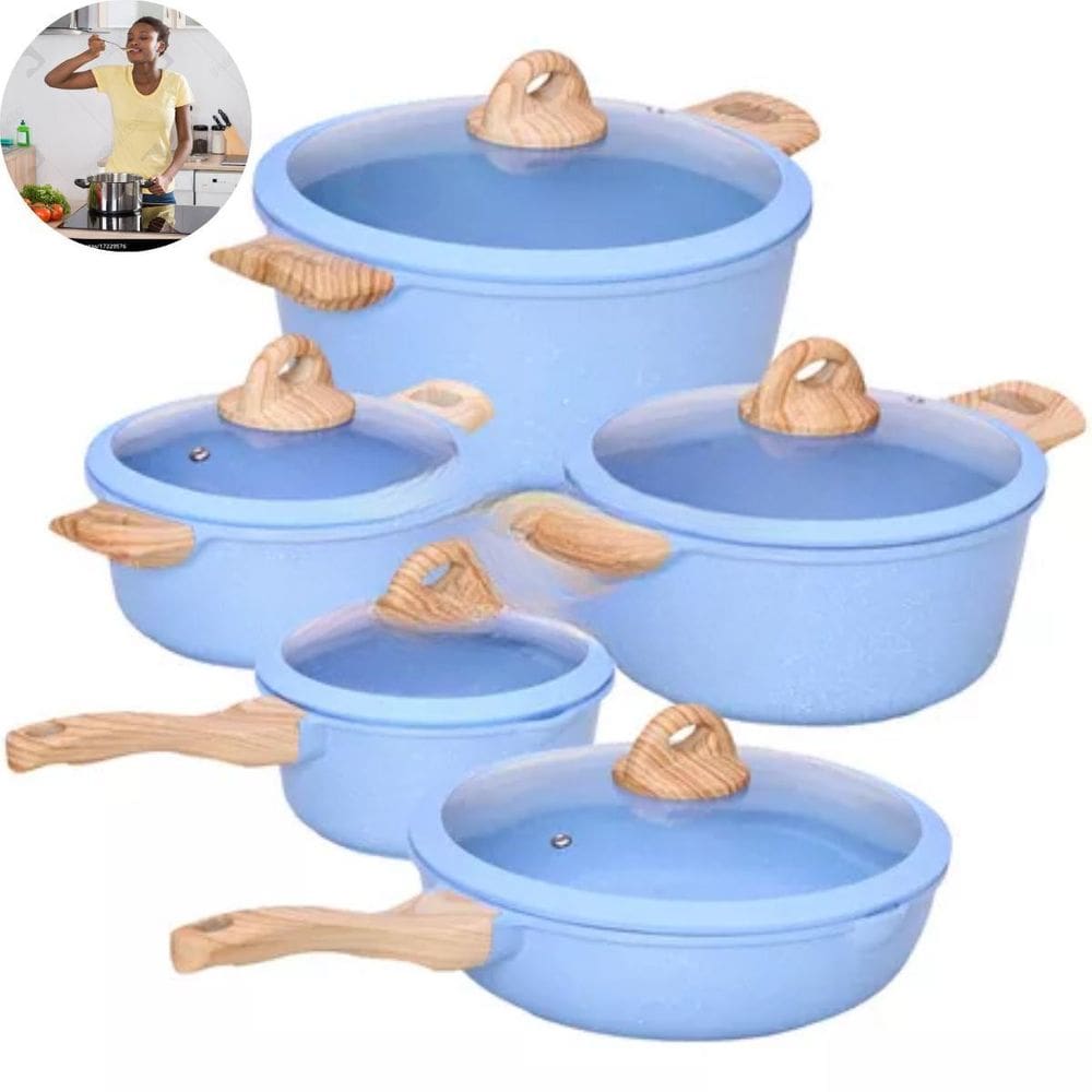 Kit Panelas Bonitas E Práticas Cor Azul Bebê Presente Sua