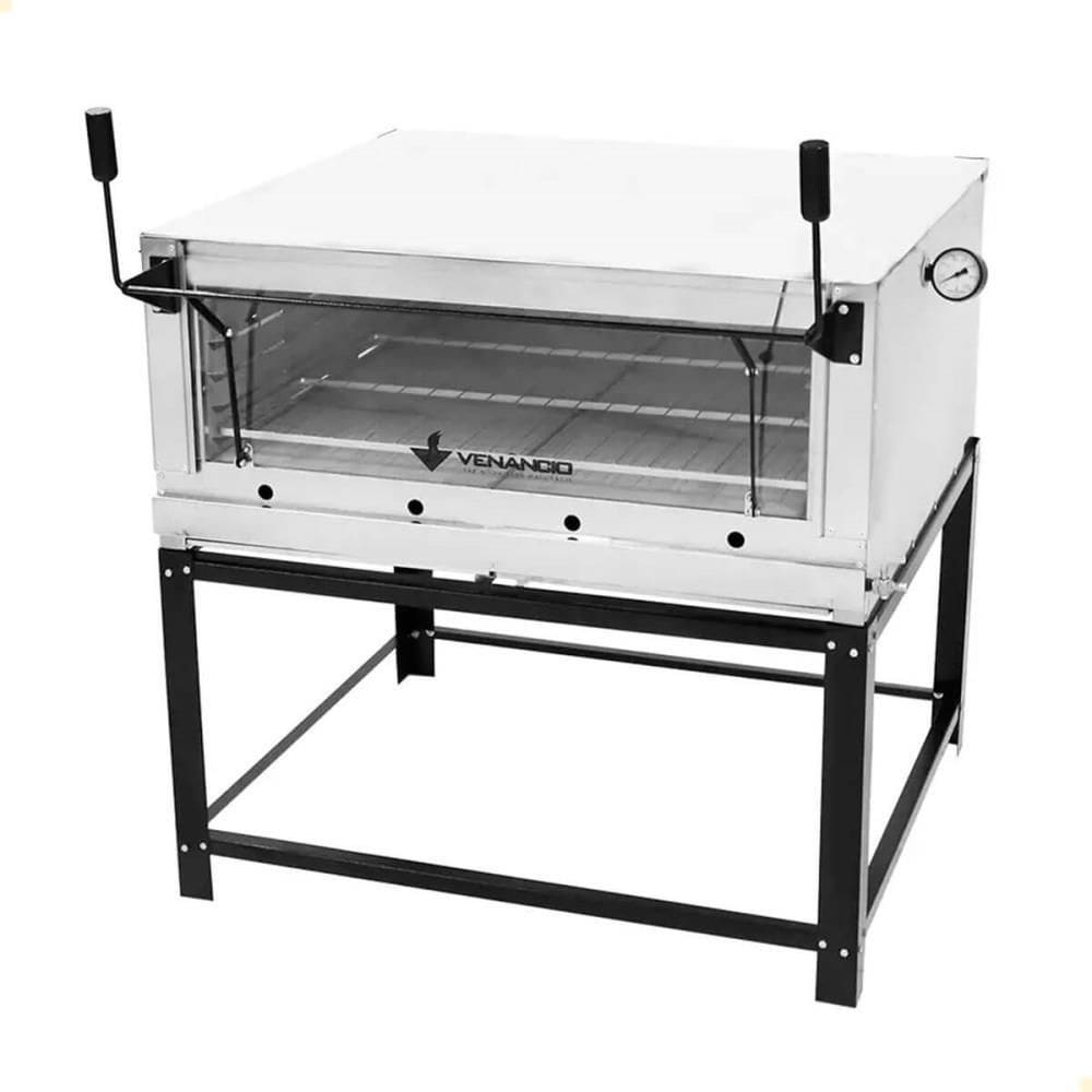 Forno de Lastro Industrial Venâncio Itália Roma Aço Inox 110 cm com Pedra Refratária Gás GLP FIRI110