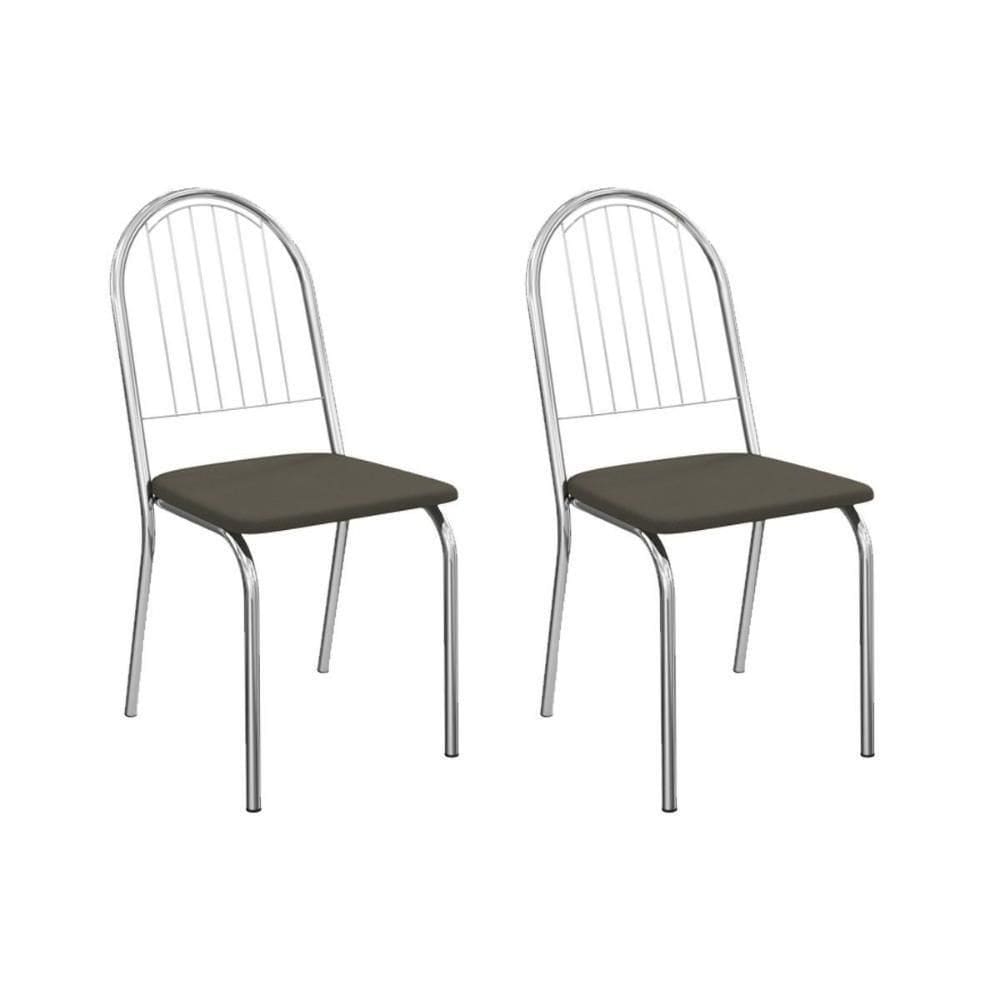Cadeira De Cozinha Noruega 2c077cr Aço Kit 2 Un Cromado-suede Escuro - Kappesberg