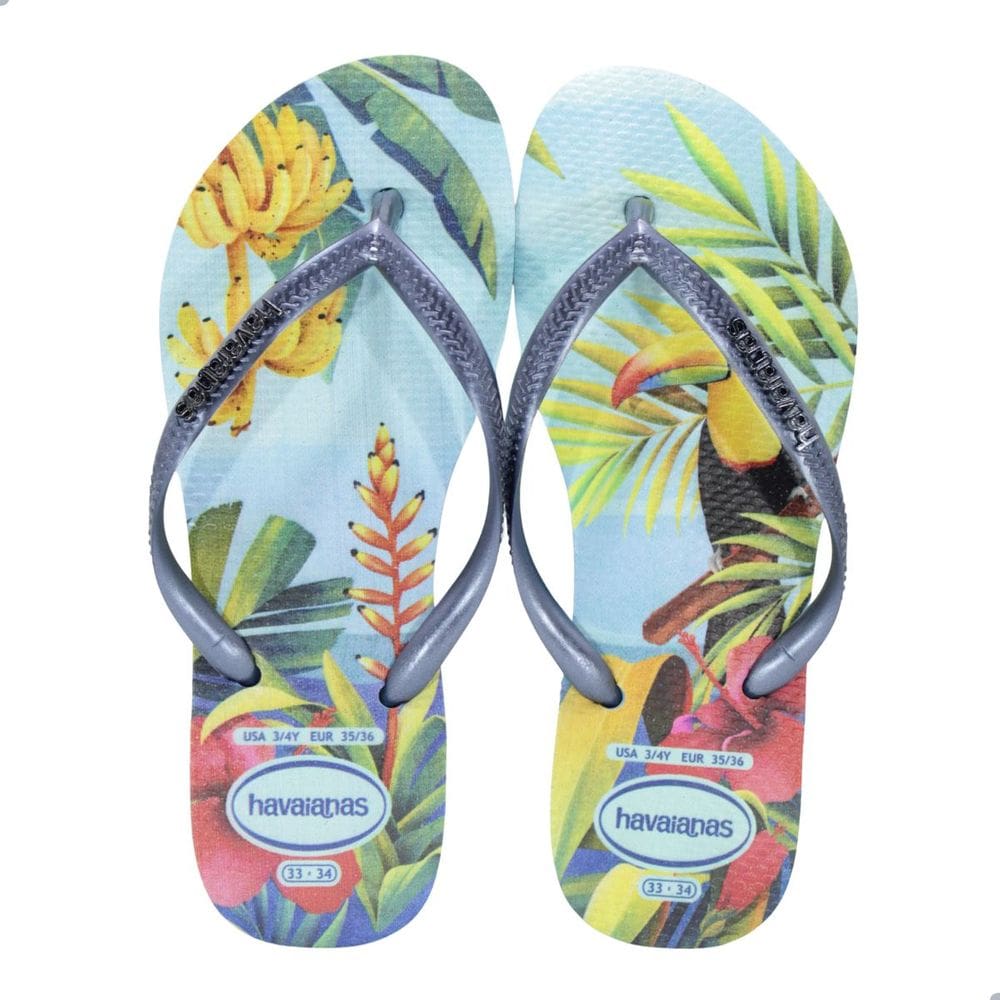 Chinelo Feminino Havaianas Slim Tropical Azul