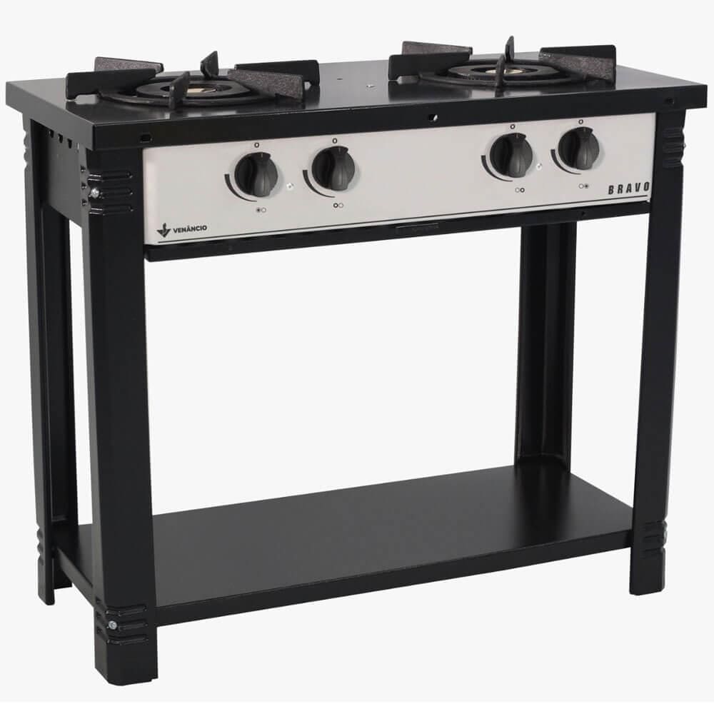 Fogão a Gás Bravo Industrial 2 Bocas Venâncio Cinza Esmaltado BR2B