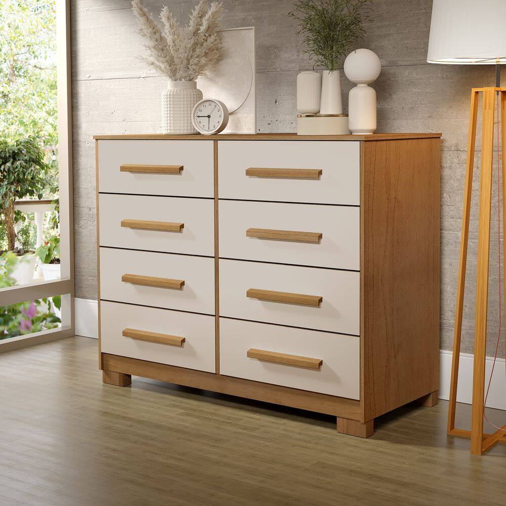 Cômoda Fazzio Lara 8 Gavetas Freijó Nature/Off white