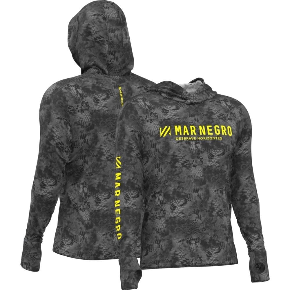 Camiseta de pesca manga longa com capuz Mar Negro Sublimada capuz Dark com proteção UV50+