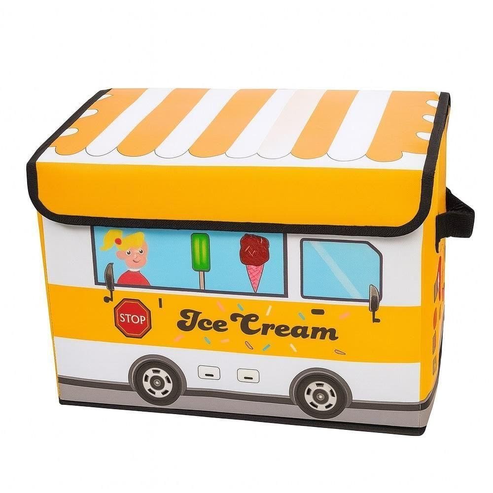 Baú Infantil Caixa Organizadora De Brinquedos Urso Livro Roupa Multiuso Ônibus Puff Porta Treco Branco