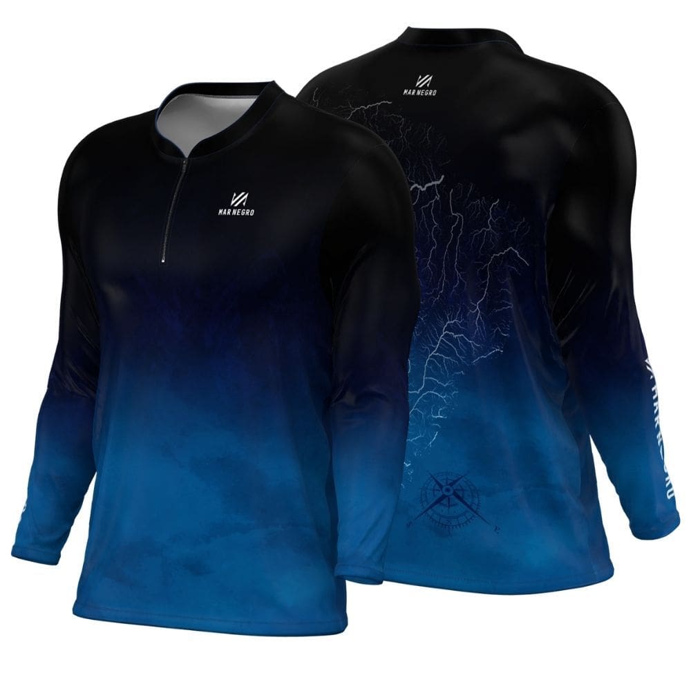 Camiseta para pesca Masculina manga longa Combate Mar Negro Mapa Rios