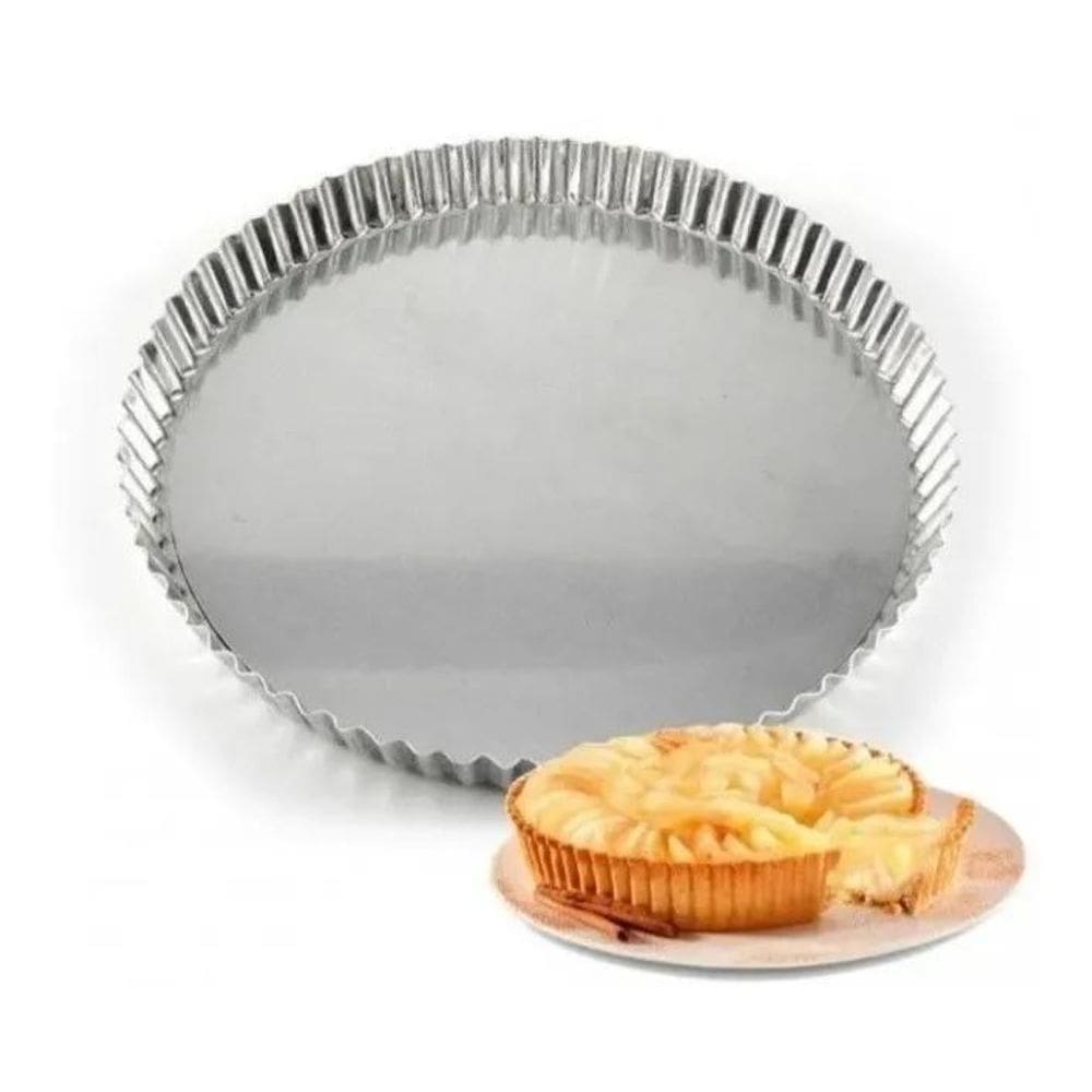 2X Forma Torta Maçã Crespa 15X3Cm Fundo Removível Em Alumíni
