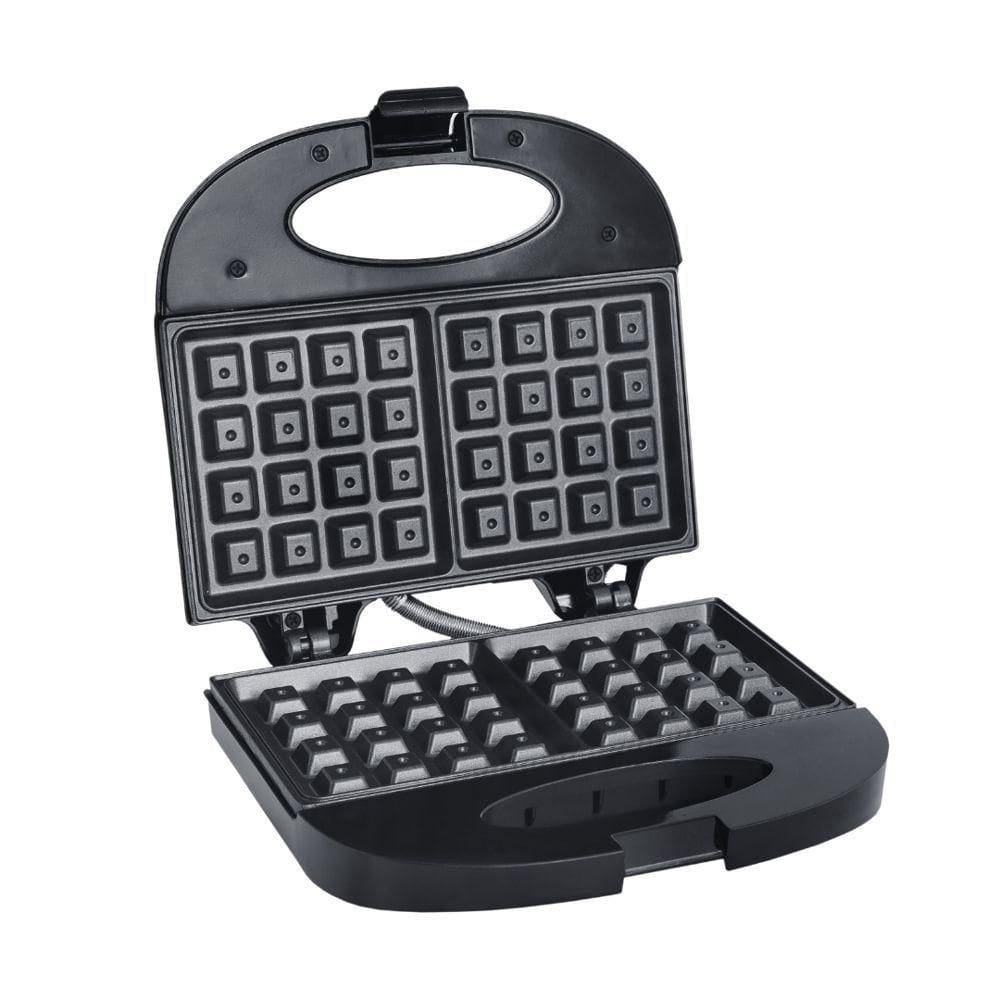 Waffle Máxima: Máquina Compacta Preta 750w Com Revestimento Antiaderente 110v