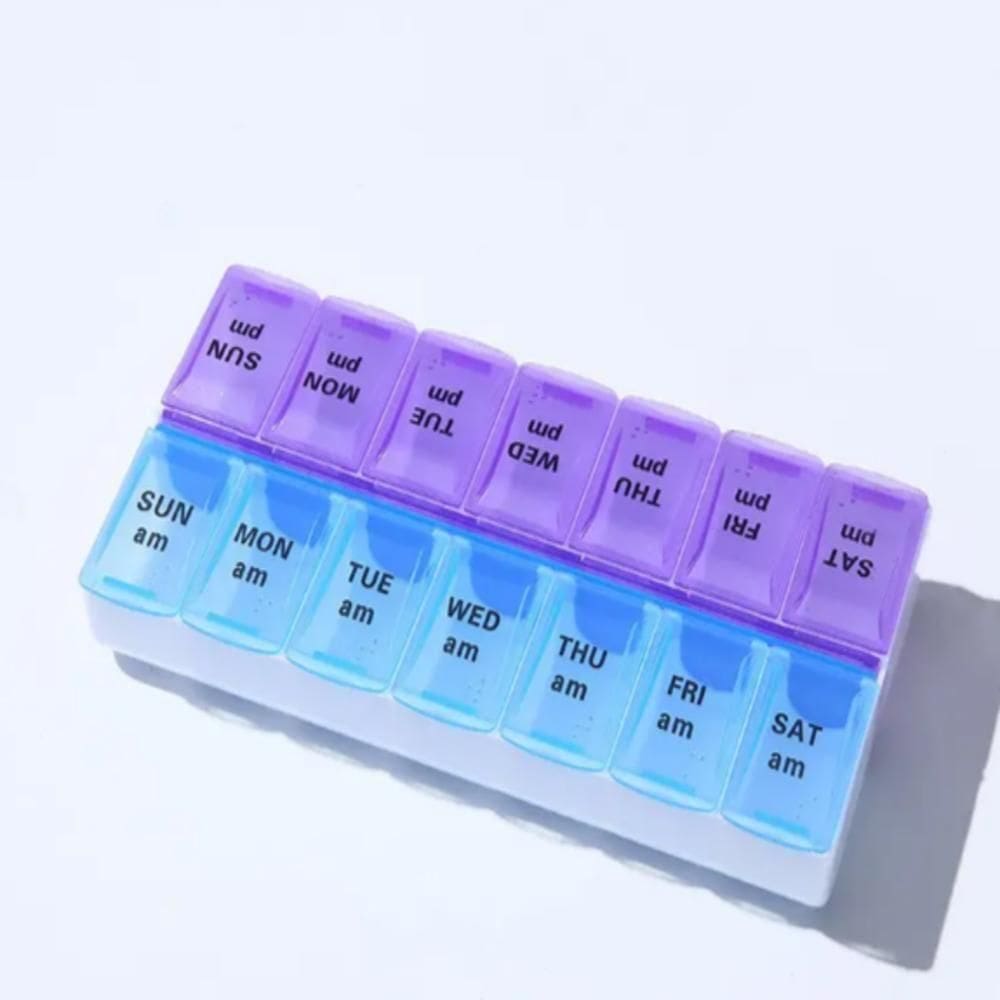 Porta Comprimidos Semanal 2 Divisórias Organizador Caixa Remédios Cápsulas Suplementos Divisórias Colorido Estojo Multiuso