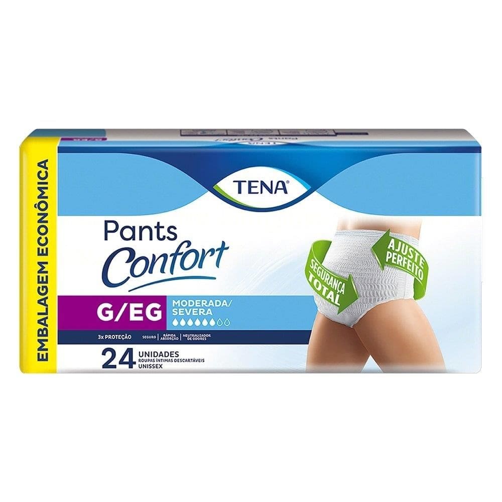 Fralda Descartável Tena Adulto Pants Confort Tamanho G/EG - 4 Pacotes com 24 Fraldas - Total 96 Tiras