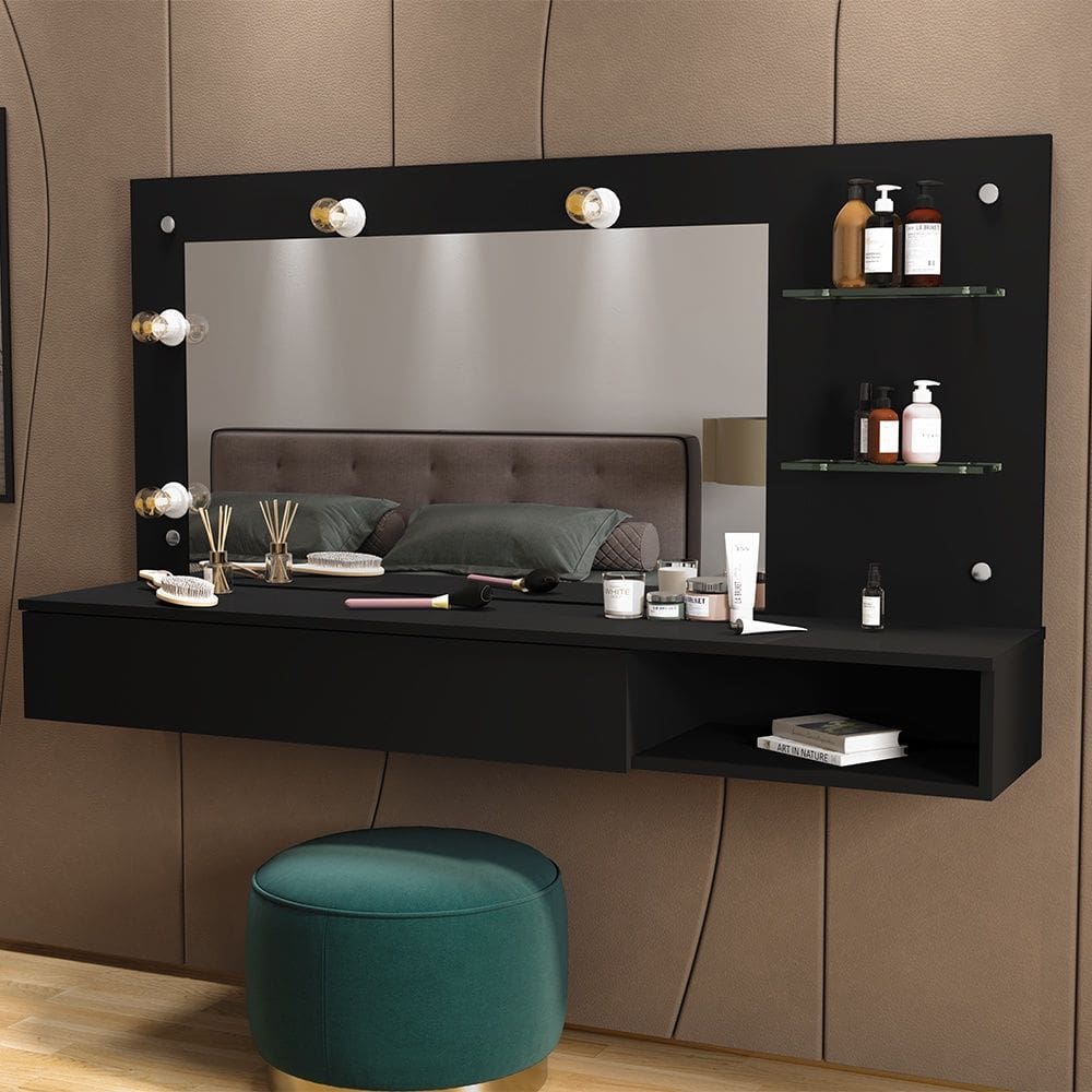 Penteadeira Camarim Suspenso Lumiere Preto Fosco Mobler