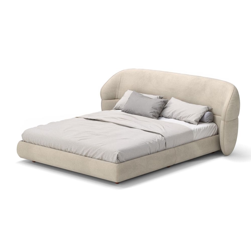 Cama King Base Estofada Boucle Com Cabeceira Plus Damie