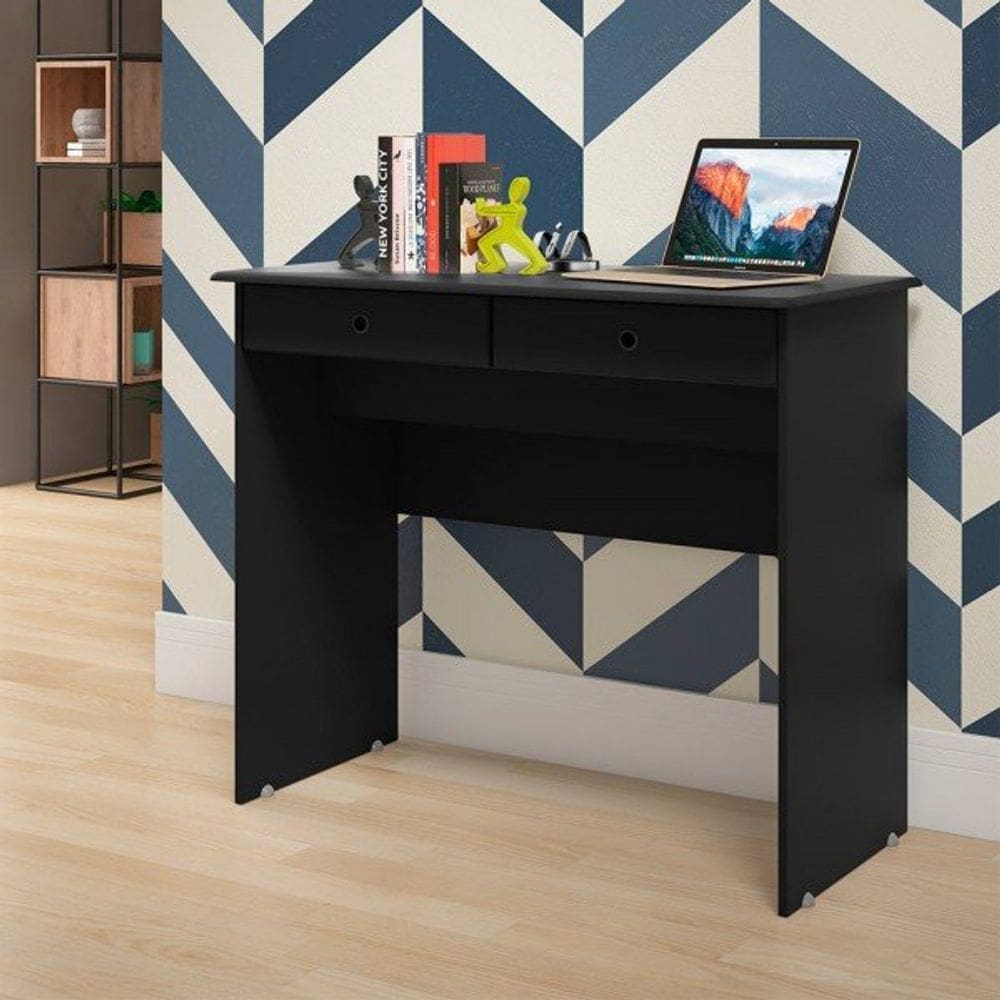 Mesa de computador preta - 2 gavetas saimys