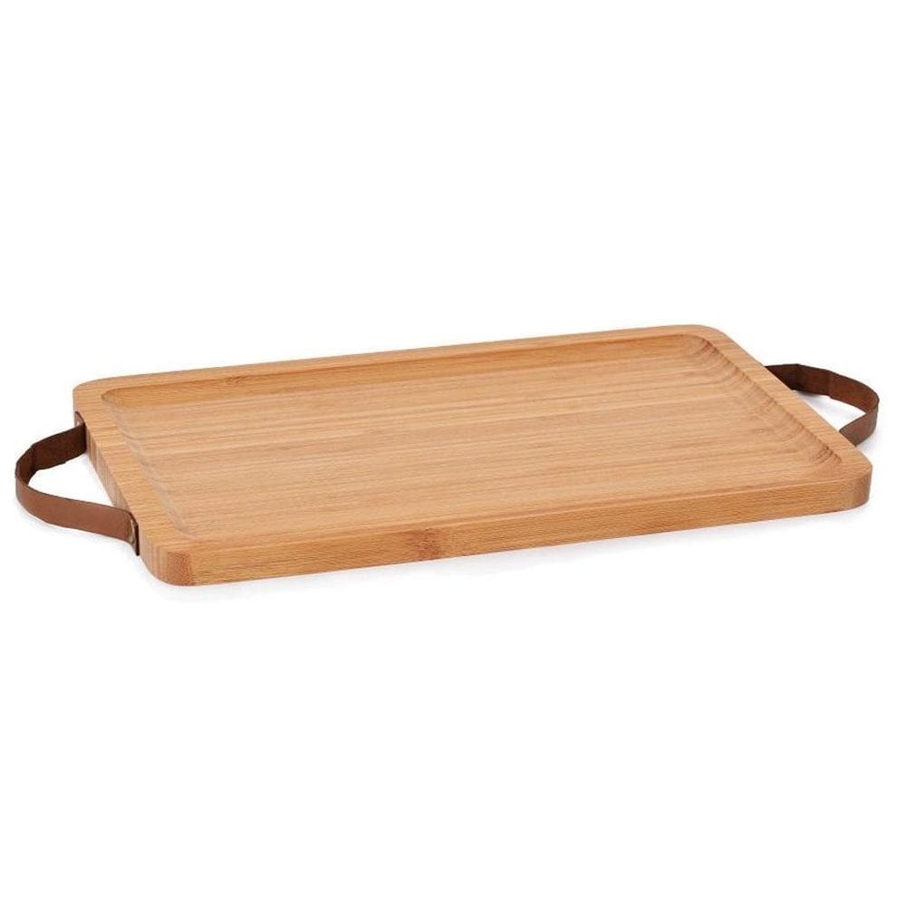 Bandeja Ekos Alça De Couro 29X14Cm