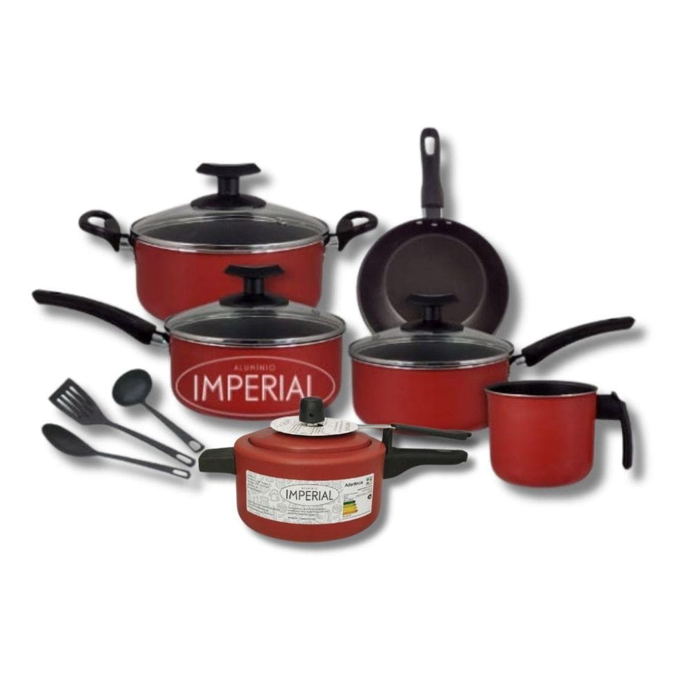 Conjunto Jogo 9Pç Panelas Antiaderentes Teflon Tampa Vidro