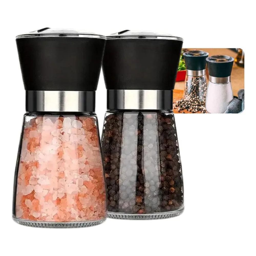 Kit 2 Moedores De Sal Grosso E Pimenta Do Reino Em Aço Inox