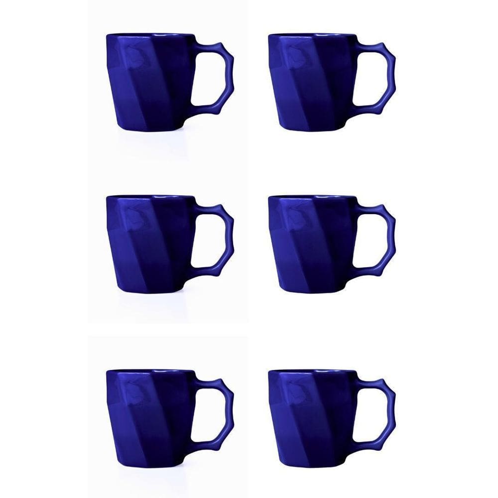 Jogo De Canecas Cerâmica Xícara Café Leite Kit 6 Unid Azul
