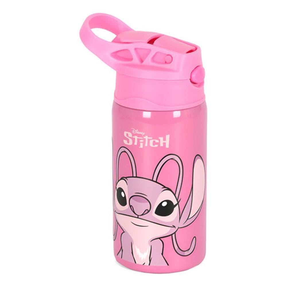 Garrafa Infantil Angel Stitch Disney Aço Inox 500Ml Com Alça