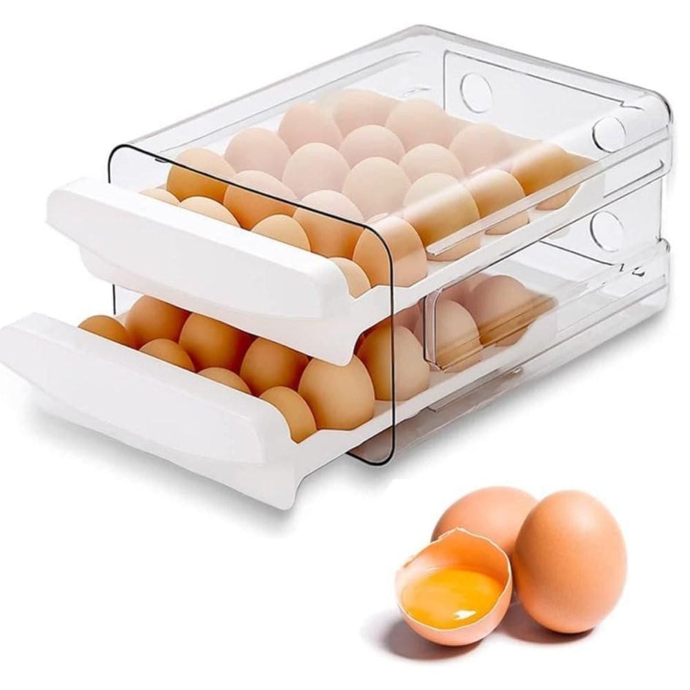 Porta Ovos Acrilico Para Geladeira Gaveteiro Duplo 32 Ovos