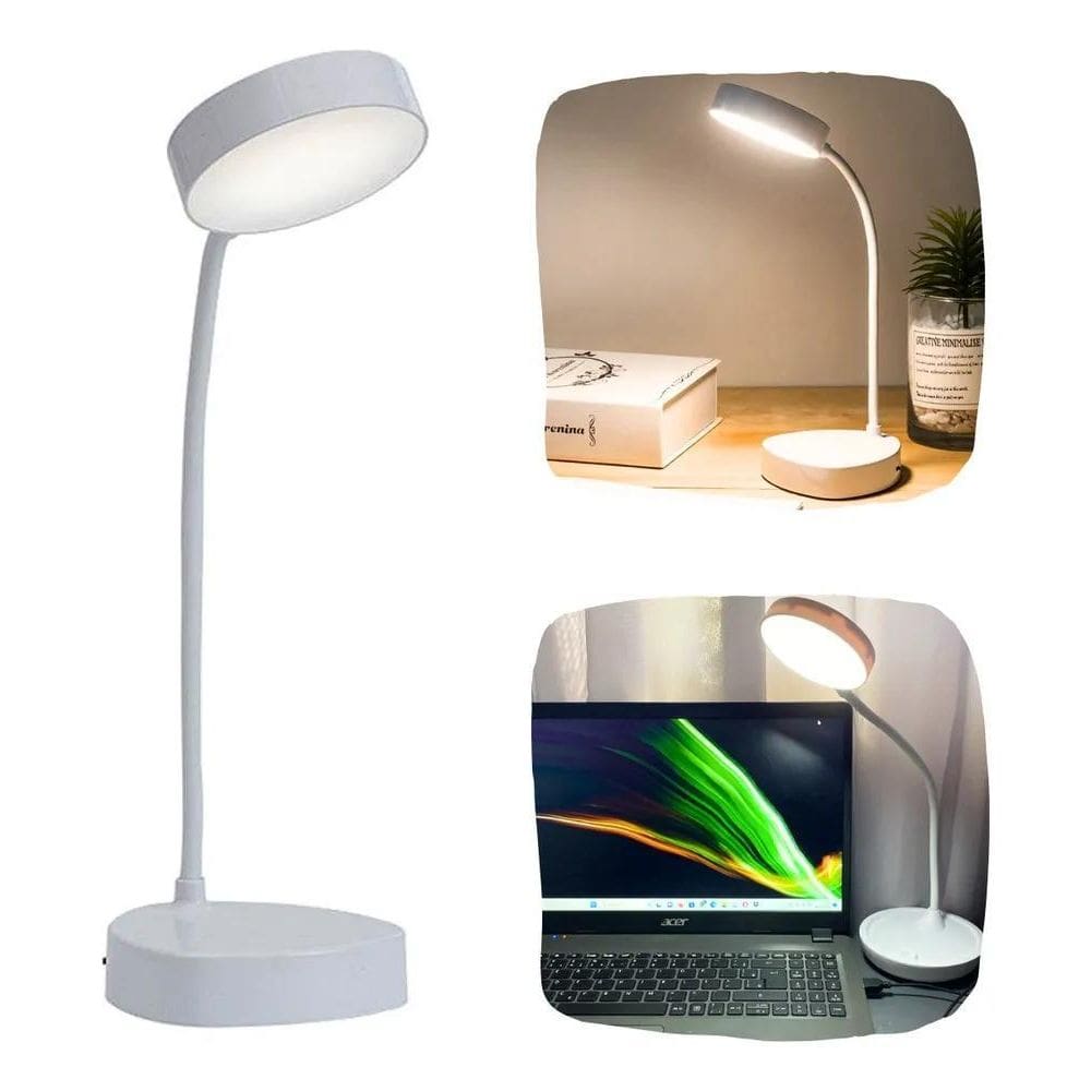 2X Luminária De Mesa Flexível Escritório Leitura Touch 20 Le