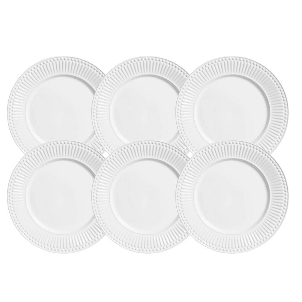 Jogo Pratos Fundo 22Cm Kit 6 Peças Roma Branco Porto Brasil