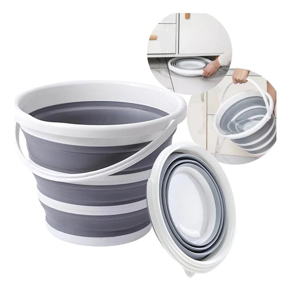 10X Balde Dobrável 10 Litros Retrátil Silicone Flexível Lim