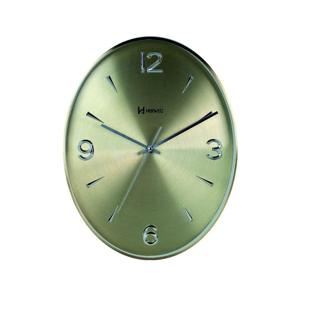 Relógio De Parede Em Alumínio Dourado Herweg 4610